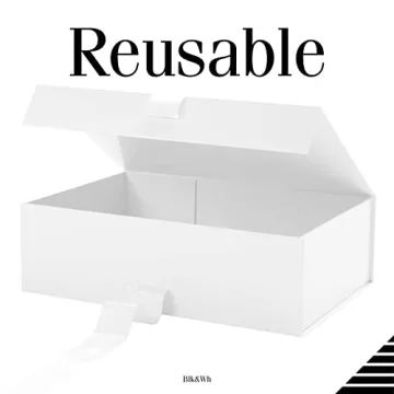 BLK&WH Large Gift Box with Magnetic Closure and Ribbon