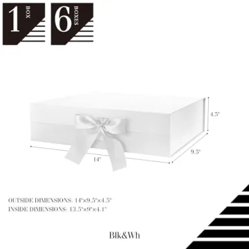 BLK&WH Large Gift Box with Magnetic Closure and Ribbon