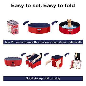 V-HANVER Foldable Dog Pool Collapsible Heavy Duty PVC Pet Pool Bath Tub for XLarge Dogs and Puppies,...
