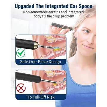 Kekoy Ear Wax Removal Camera, Ear Cleaner 1296P HD Camera, Ear Cleaning Kit with 8pcs Ear Set, Wireless WiFi Otoscope with 6 Lights, Rechargeable Earwax Removal Tool Kit for Adult & Kid(Black)