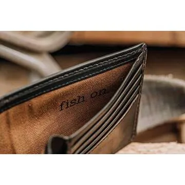 House of Jack Co. BASS FISH Bifold Wallet for Men | Extra Capacity Two ID Windows | Full Grain Leather With Hand Burnished Finish | Multi Card Capacity Men's Wallet | Outdoor Sportsman Gift