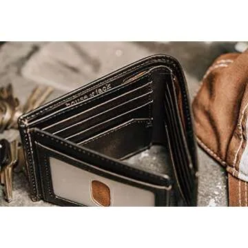 House of Jack Co. BASS FISH Bifold Wallet for Men | Extra Capacity Two ID Windows | Full Grain Leather With Hand Burnished Finish | Multi Card Capacity Men's Wallet | Outdoor Sportsman Gift