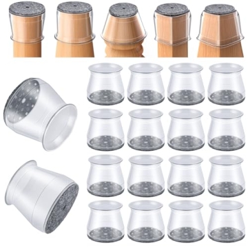 Premium 16 Pcs Silicone Felt Chair Leg Protectors for Hardwood Floors
