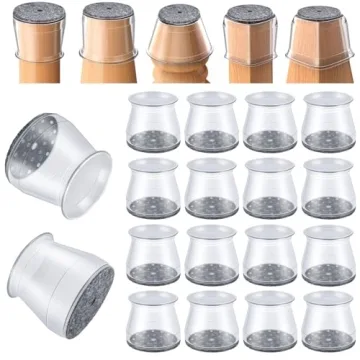 Premium 16 Pcs Silicone Felt Chair Leg Protectors for Hardwood Floors