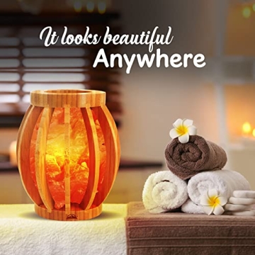 Himalayan Glow Salt Lamp with Dimmer and Bamboo Base