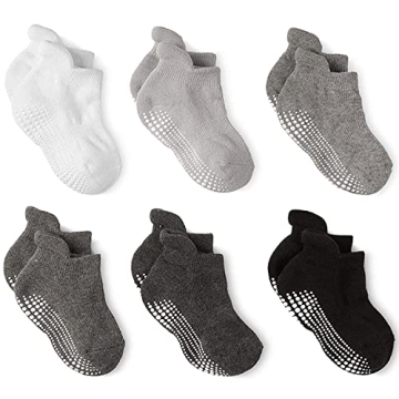 LA ACTIVE Non Slip Grip Ankle Boys and Girls Socks with Non Skid for Babies Toddlers and Kids Back t...