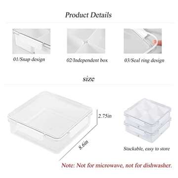 TOKLYUIE Veggie Tray with Lid Reusable Large Snackle Box Container Divided Serving Tray with Lid Fruit Platter Vegetable Tray Food Storage Snack Container with 4 Compartments