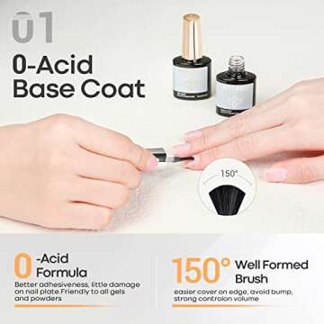 modelones Top Coat and Base Coat, 2 Pcs No Wipe Gel Base and Top Coat Clear Top Coat Long Lasting Shiny 10 ml