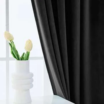 PLEASANT BOULEVARD Velvet Curtains [2 Panels] Heavy Blackout Window Drapes with Grommet, Thermal Insulated Darkening Curtains for Living Room, Bedroom, & Home Decor (52" W x 84" L, Black)