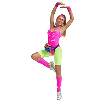 MIAIULIA 80s Workout Costume Neon Shorts Accessories Set