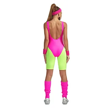 MIAIULIA 80s Workout Costume Neon Shorts Accessories Set