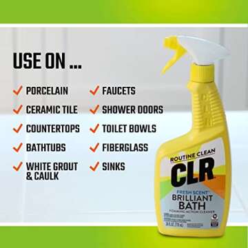 CLR Brilliant Bath Foaming Bathroom Cleaner Spray - For Use On Toilet, Bath, Shower, Sink, Glass, Stainless Steel - Fresh Scent, 26 Ounce Bottle (Pack Of 2) & OXO Good Grips Deep Clean Brush Set