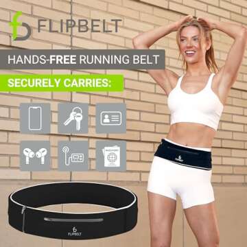 FlipBelt Elite Lightweight Tubular Running Belt, Black, Medium