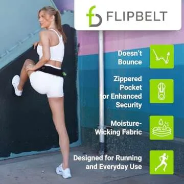 FlipBelt Elite Lightweight Tubular Running Belt, Black, Medium