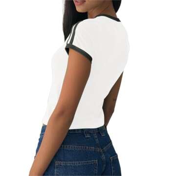 Imily Bela Womens Summer Crop Tops Y2k Baby Tees Cute Letter Print Short Sleeve Vintage T Shirt White