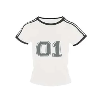 Imily Bela Womens Summer Crop Tops Y2k Baby Tees Cute Letter Print Short Sleeve Vintage T Shirt White