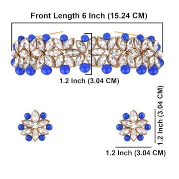 Efulgenz Faux Pearl Choker Indian Jewelry Sets for Women Crystal Kundan Pearl Necklace Set Beaded Faux Pearl Necklace Earrings Bollywood Fashion Jewelry Wedding Bridal Jewelry Set