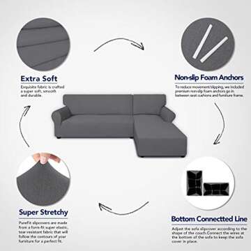 PureFit Super Stretch Sectional Couch Covers - Stylish & Durable