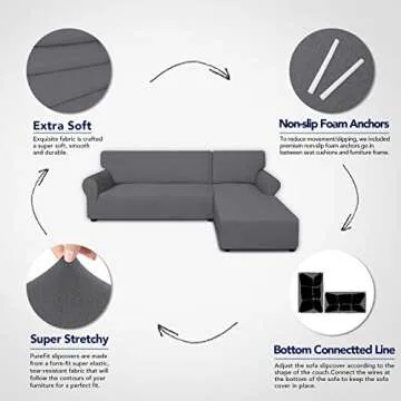 PureFit Super Stretch Sectional Couch Covers - Stylish & Durable