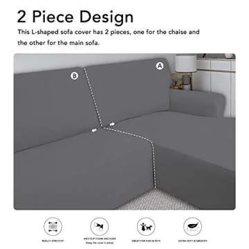 PureFit Super Stretch Sectional Couch Covers - Stylish & Durable