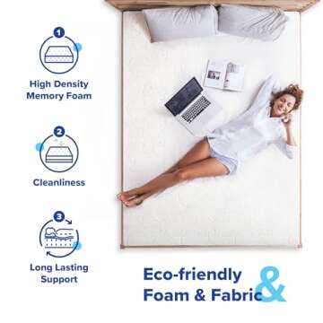 Olee Sleep Queen Mattress, 7 Inch Deluxe Gel Memory Foam Mattress, Gel Infused for Comfort and Pressure Relief, CertiPUR-US Certified, Bed-in-a-Box, Medium Firm, Queen Size