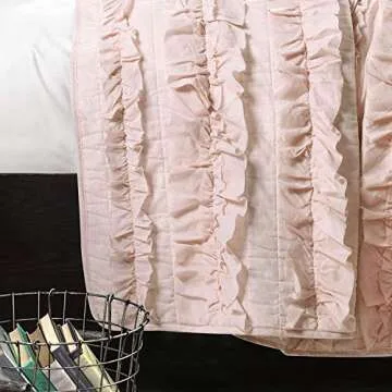 Lush Décor Belle 3 Piece Ruffled Quilt - Pink Blush - Full/Queen Quilt Set