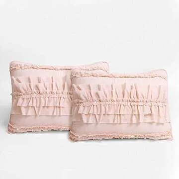 Lush Décor Belle 3 Piece Ruffled Quilt - Pink Blush - Full/Queen Quilt Set