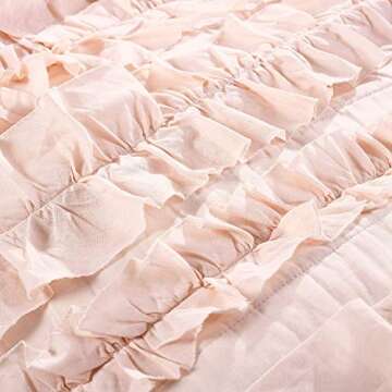 Lush Décor Belle 3 Piece Ruffled Quilt - Pink Blush - Full/Queen Quilt Set