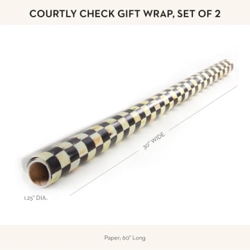 MACKENZIE-CHILDS 2-Pack Courtly Check Gift Wrap, Checkered Wrapping Paper, 60" Long