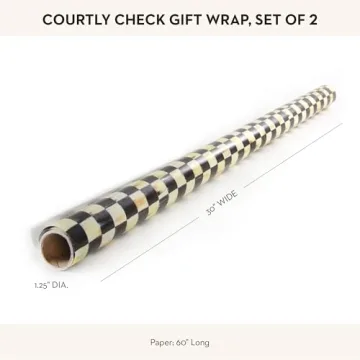 MACKENZIE-CHILDS 2-Pack Courtly Check Gift Wrap, Checkered Wrapping Paper, 60" Long