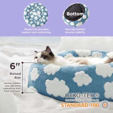 Lesure Cat Beds for Indoor Cats - Round Cat Bed Donut Small Dog Bed Calming Pet Beds, Cute Modern Be...