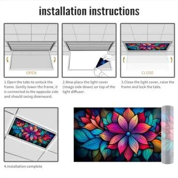 MSINMKOK Fluorescent Light Covers 4x2ft Decorative Blue