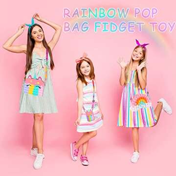 Aucma 2 Pack Purse for Girls Toys Gift Rainbow Cloud Pink Unicorn Crossbody Handbag Bag Kid 3 4 5 6 7 8 9 10 11 12 Years Old Birthday Valentines Christmas Stocking Easter Basket Stuffers Stuff