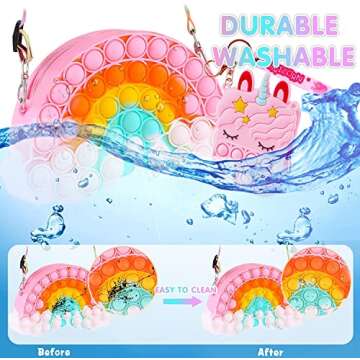 Aucma 2 Pack Purse for Girls Toys Gift Rainbow Cloud Pink Unicorn Crossbody Handbag Bag Kid 3 4 5 6 7 8 9 10 11 12 Years Old Birthday Valentines Christmas Stocking Easter Basket Stuffers Stuff