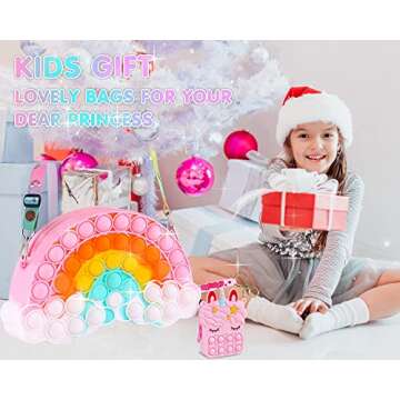 Aucma 2 Pack Purse for Girls Toys Gift Rainbow Cloud Pink Unicorn Crossbody Handbag Bag Kid 3 4 5 6 7 8 9 10 11 12 Years Old Birthday Valentines Christmas Stocking Easter Basket Stuffers Stuff