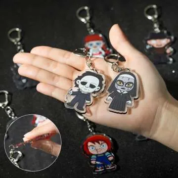 laffact 8Pcs Horror Movie Keychain Set for Fans
