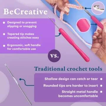 BeCraftee Crochet Hooks Kit - Comfortable Ergonomic Crochet Tools