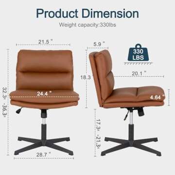 Okeysen Armless Criss Cross Chair No Wheels, Wide Seat Cross Legged Comfy Office Desk Chair No Wheel...