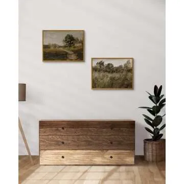 InSimSea Framed Canvas Wall Art Vintage Decor, Room Decor Landscape Wall Art Wilderness Painting Prints, Retro Wall Decor for Bedroom Living Room, Office, Bathroom Decor Wall Art, 12"x16"