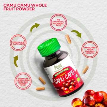 Camu Camu Capsules l Powerful Vitamin C Source l Immune System Booster l Organic and Fairtrade Certified l 100 Vegan Pills l 1500mg per Serving l Non GMO and Gluten Free l Amazon Andes