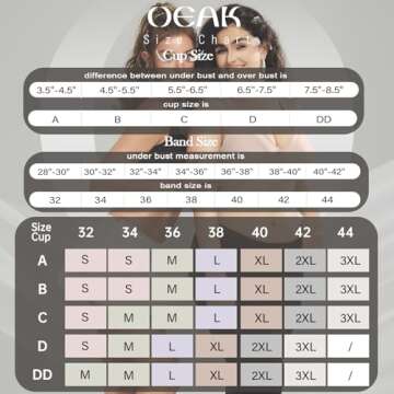 OEAK Women’s Deep V Comfort Bras - No Underwire & Seamless