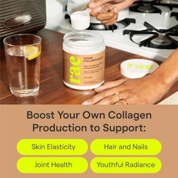 Rae Wellness Vegan Collagen Boost – Plant-Based Skin Support Supplement with Vitamin C & Bamboo Ex...