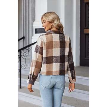 Trendy Zeagoo Flannel Cropped Plaid Jacket for Women