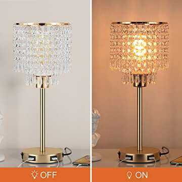 Acaxin Gold Crystal Bedside Table Lamp - Elegant USB Charging Lighting