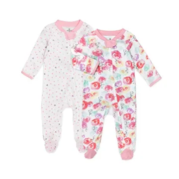 HonestBaby 2-Pack Sleep and Play Footed Pajamas One-Piece Sleeper Jumpsuit Zip-Front Pjs Organic Cot...