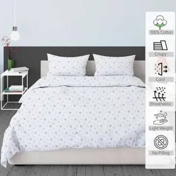 RUVANTI 100% Cotton Twin Sheets Set, 3 Pieces, Soft & Breathable Percale Weave Bedding, Deep Pocket ...