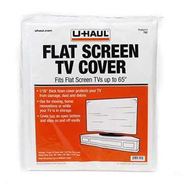 U-Haul Foam Flat Screen TV Cover (Fits Screens up to 65") - 36" x 65" - TV Protection During a Move,...