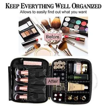 Oewoer Travel Makeup Bag 10.4 Inches Portable Makeup Train Case Cosmetic Bag Organizer with Adjustable Dividers and Shoulder Strap for Cosmetics Brushes Toiletry Jewelry Digital Accessories (Marble)