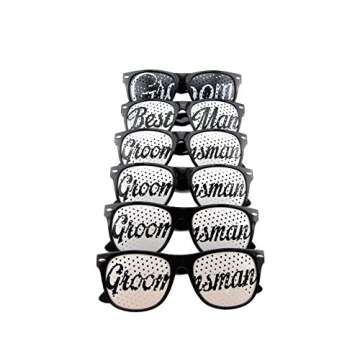 [6 Pack] Bachelor Party Sun Glasses Set for Bachelor Party - Groom Party Favors - Fun Photo Props No...