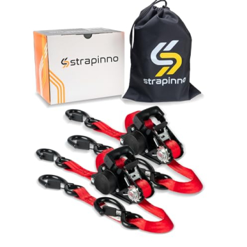 Strapinno 15 ft Ratchet Straps for Heavy Duty Transport
